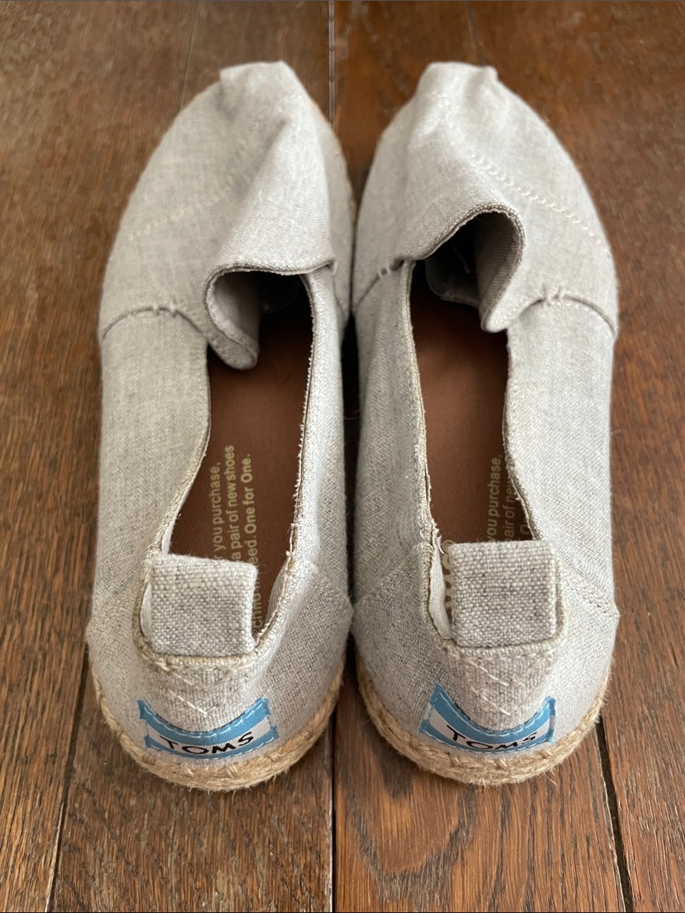 TOMS Women Slip-On Moccasins in Light Gray with Blue Heel Tag